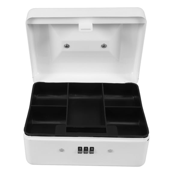 UPOUART 1Pcs Modern Design White Rectangular Safe Box for Cash Storage 6.29X4.72X2.85in Cold Rolled Steel
