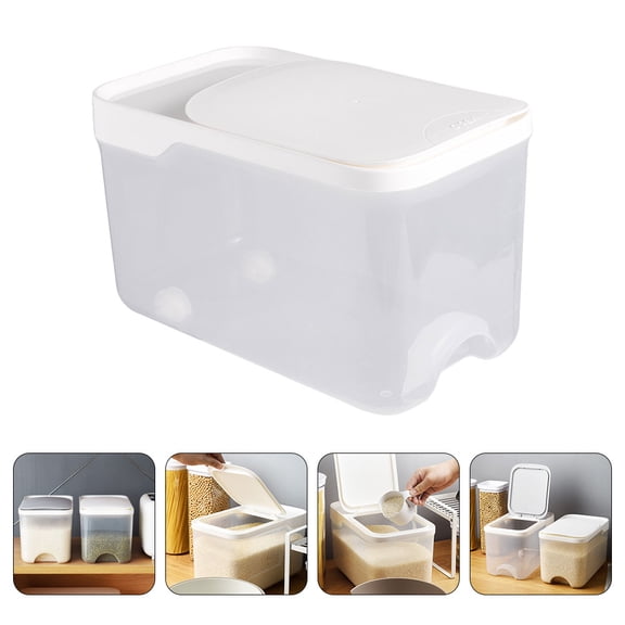 UPOUART White Plastic Rice Storage Bin Container for Household Kitchen Use, PP Material, 1 Piece