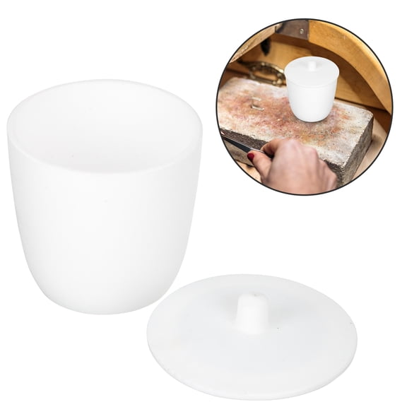 UPOUART 1Pcs Round Ceramic Crucible with Lid for Industrial Applications High Temperature Resistance 7x6CM