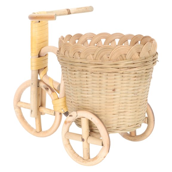 UPOUART Woven Basket Tricycle Storage Organizer for Farmhouse Style Decor and Home Use, Stylish, , and Functional
