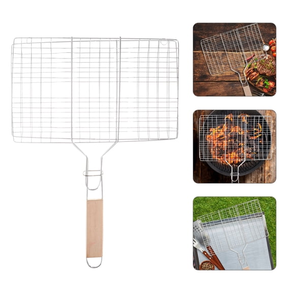 UPOUART Barbecue Grilling Basket Silver 1Pcs 43x16.9in