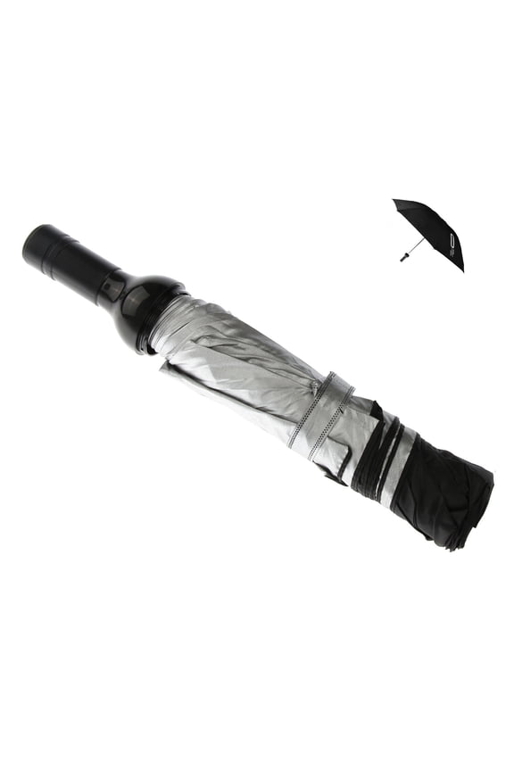 Wine Bottle Umbrella Black Compact Folding Windproof for Rain Protection