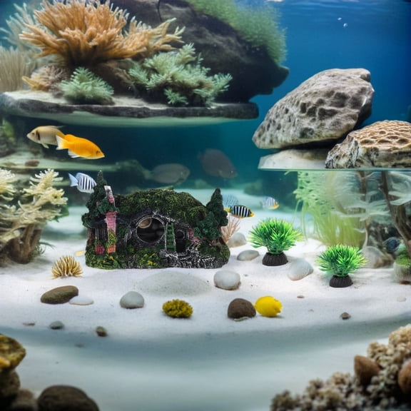 UPOUART 1Set Aquarium Fish Cave Hideout Resin Shelter House for Fish Tank Landscape Decoration