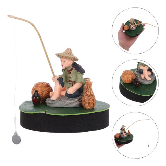 UPOUART 1Set Aquarium Floating Ornament Fisherman Figure for Fish Tank Decorative Landscaping