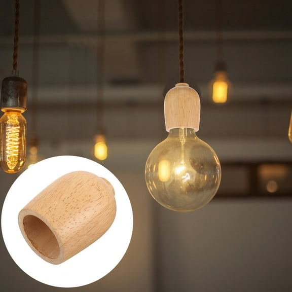 UPOUART Simple Elegant Brown Wood E27 Lamp Base Cup for Minimalist Decor