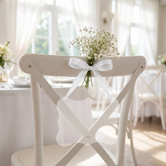 UPOUART 1Set Clear Acrylic Reserved Seating Signs for Wedding Chairs with Ribbon for Easy Reuse