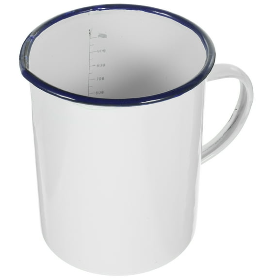 UPOUART 1Set Enamel Coffee Mugs Cylindrical White Large Capacity for Camping Daily Use Home Coffee Shop