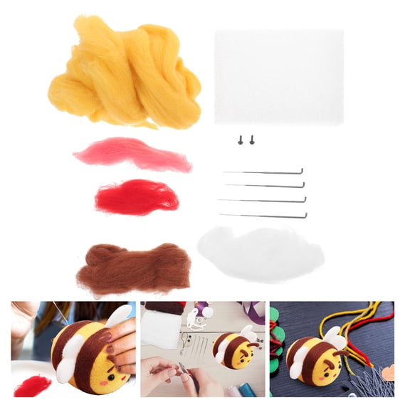UPOUART Needle Felting Kit 1 Set with Assorted Color Wool and Tools for Handmade Crafts and Projects