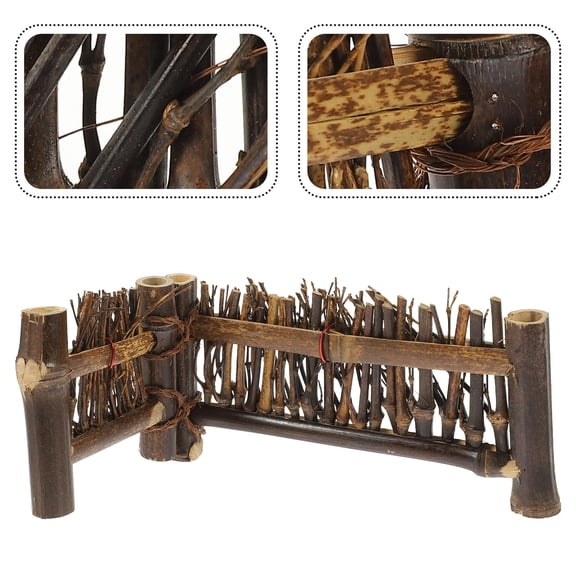 UPOUART Rustic Bamboo Fence Adornment Micro Landscape Decor Home Tabletop 1Set