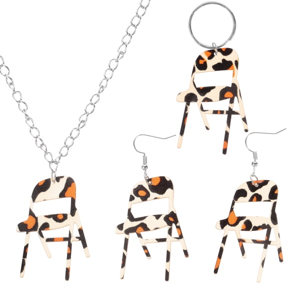 UPOUART 1Set Folding Chair Earrings and Keyring Set with Fun Functional Design for Decoration