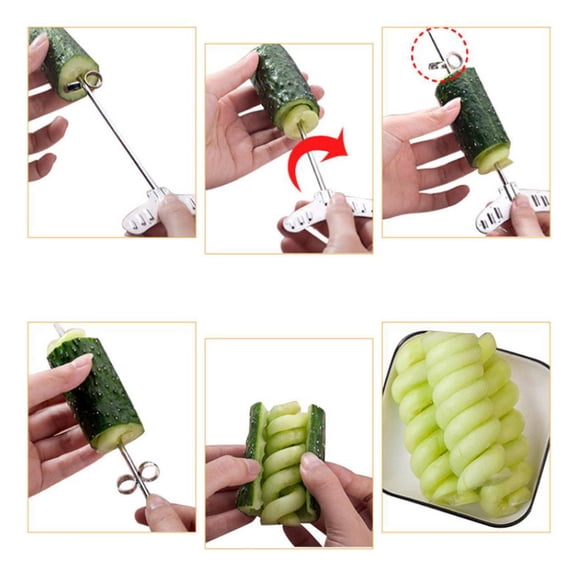 UPOUART 1Set Food Grade Stainless Steel Spiral Slice Tool for Kitchen Suitable for Cucumbers Potatoes and Radishes