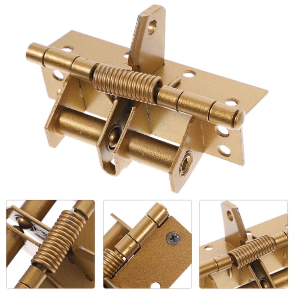 UPOUART 1Set Golden Automatic Door Self Closing Hinge for Residential Applications 3.9X2.6X1.3In