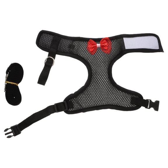 UPOUART 1Set Hen Leash and Harness in Black Durable Rope for Comfortable Outdoor Traction