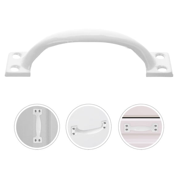 UPOUART 1Set Iron Door Pull Handle White Vintage Style Durable Metal Hardware for Home Use