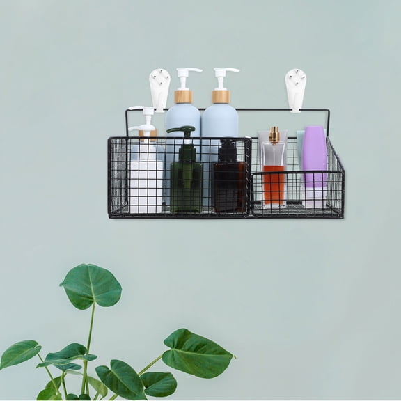 UPOUART 1Set Iron Kitchen Hanging Basket Black Wire Organizer for Bathroom Pantry Home Storage
