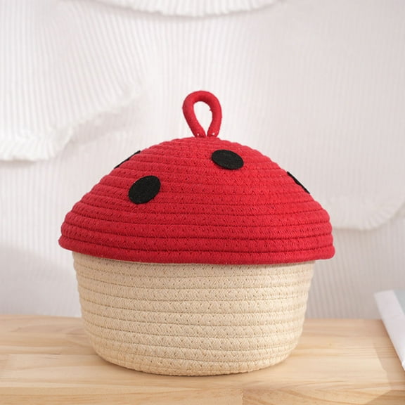 UPOUART Red Cotton Woven Rope Basket, Decorative Storage Organizer for Snacks, Household Items, and Everyday Sundries