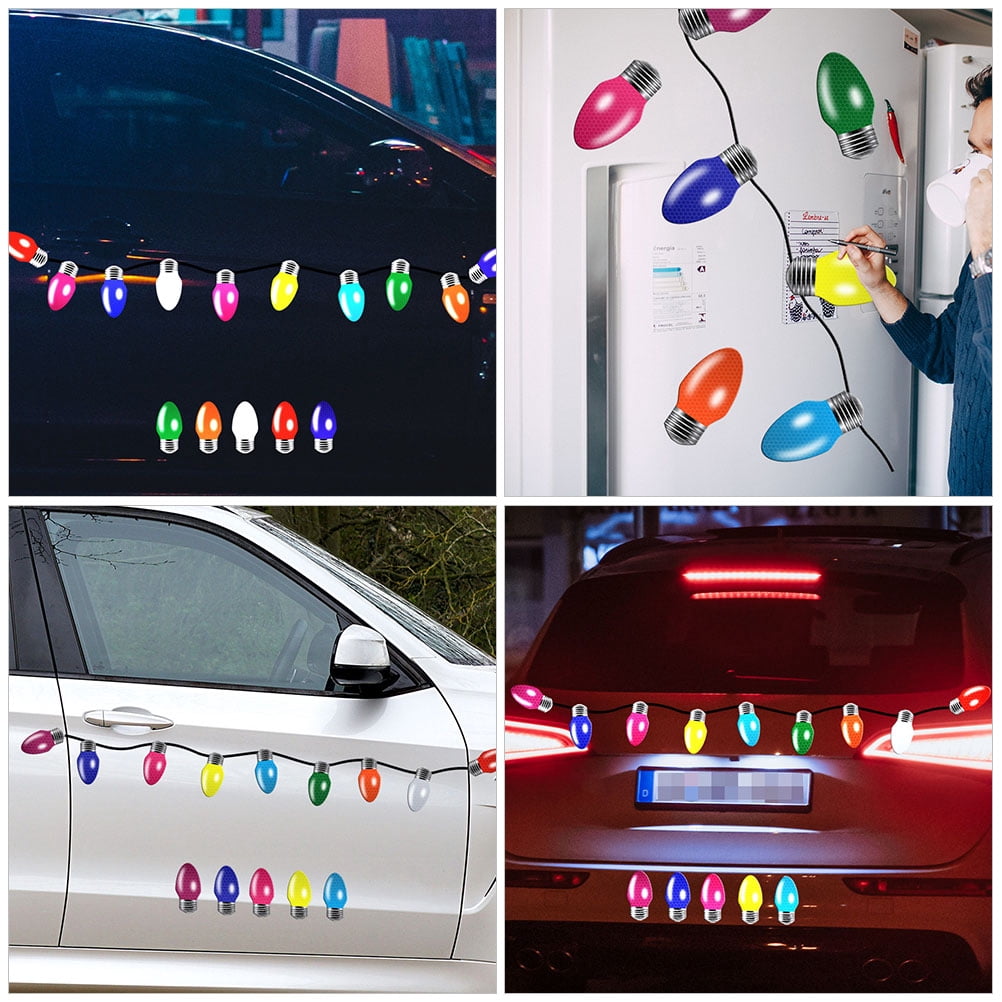 UPOUART 1 Set Multicolor Reflective Christmas Light Bulb Magnets