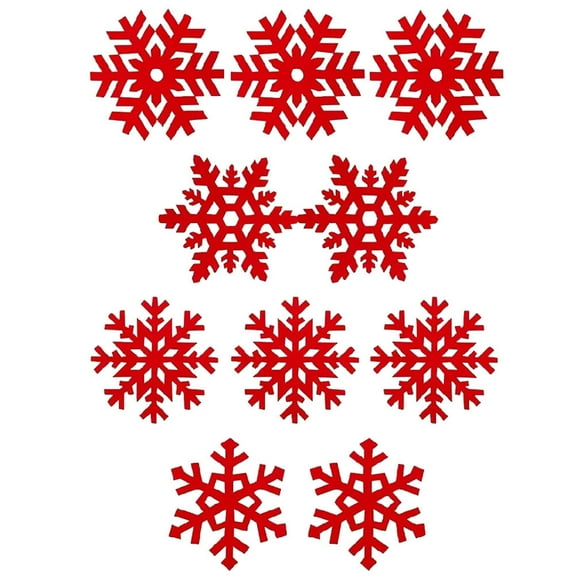 UPOUART Red Felt Snowflake Coasters Christmas Tree Ornament and Decoration 10Pcs