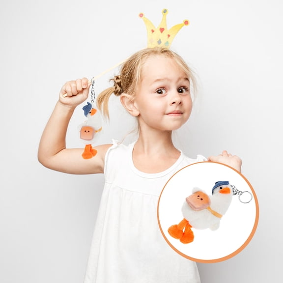 UPOUART 1Set Plush Duck Key Chain Pendant for Home Use Car Interior Office Desk Wedding Decor 6.3x3.1x2in