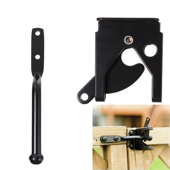 UPOUART 1Set Post Mount Automatic Gravity Lever Gate Latch Black for Wood and Metal Doors
