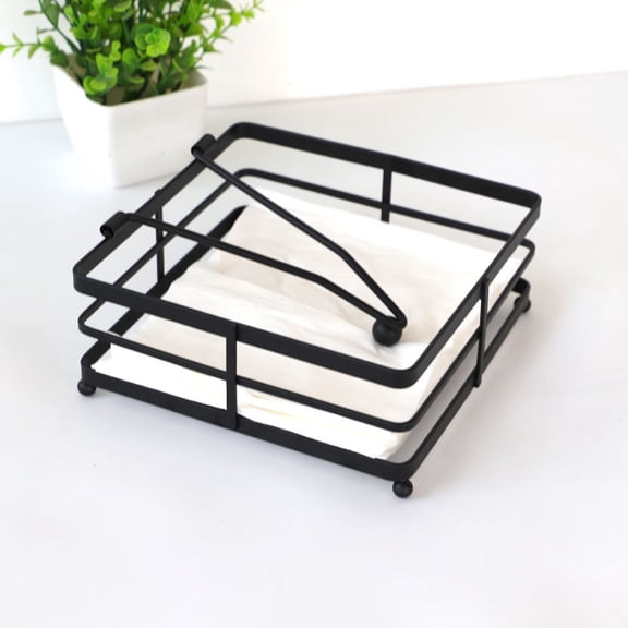 UPOUART 1Set Rectangular Iron Napkin Standing Dispenser with Vintage Style for Kitchens 11.8x7.4x3In