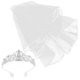 thumbnail image 1 of UPOUART Bridal Set with Rhinestone and Veil, Elegant Wedding Headband for Bride, Wedding Party Accessories, 1 of 8