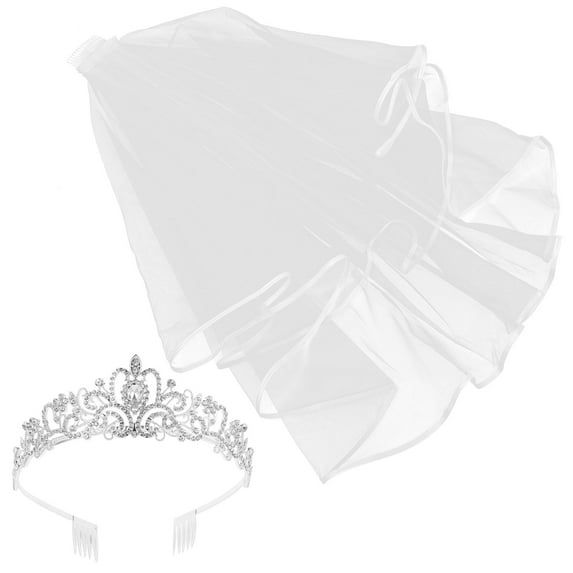 UPOUART Bridal Set with Rhinestone and Veil, Elegant Wedding Headband for Bride, Wedding Party Accessories