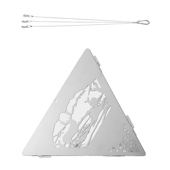 UPOUART 1Set Stainless Steel Triangle Hanging Bonfire Stove Portable Adjustable Height Outdoor Campfire Burner