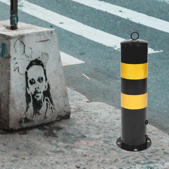 UPOUART 1Set Steel Parking Protection Bollards Prevent Unauthorized Entry Road Diversion 19.7X6.3X6.3In