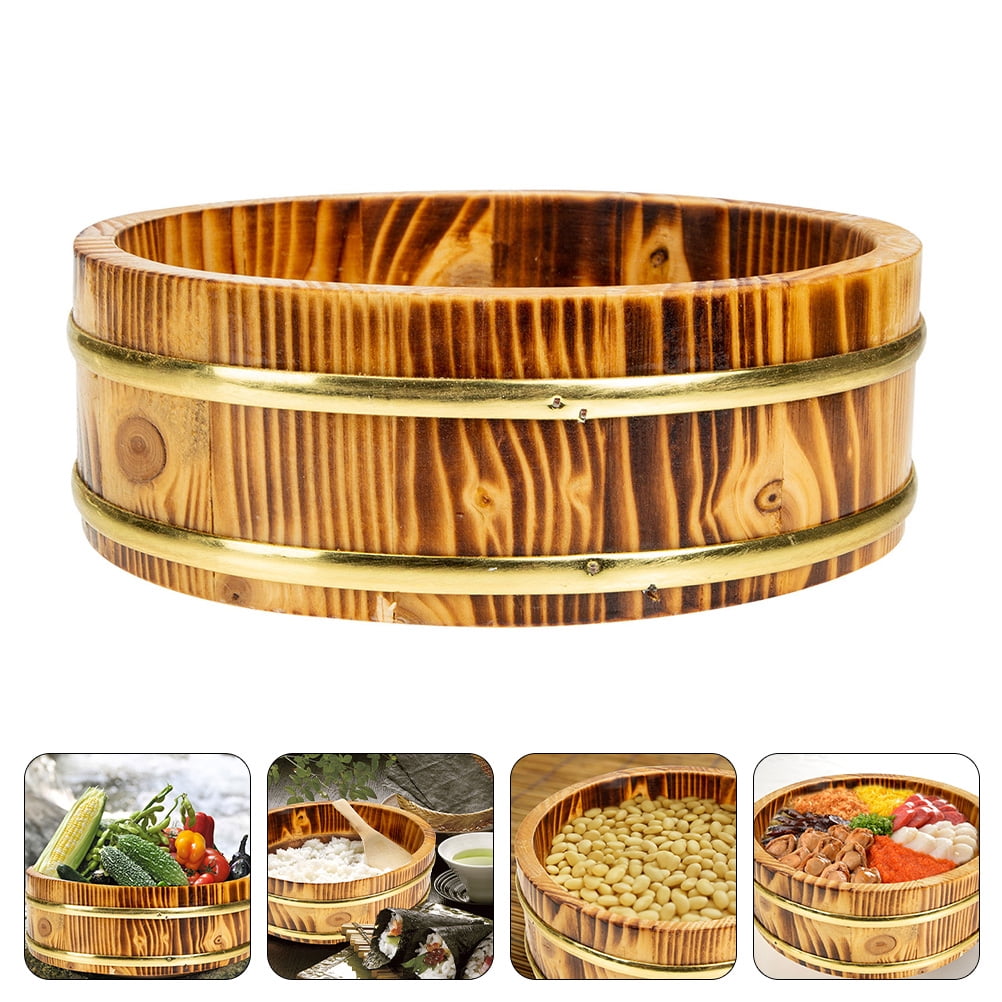 UPOUART Light Brown Traditional Japanese Design Sushi Rice Bucket for ...