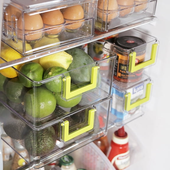 UPOUART Large Transparent Plastic Fridge Beverage Organizer Drawer for Kitchen Storage, Easy Access and Space Saving Solution