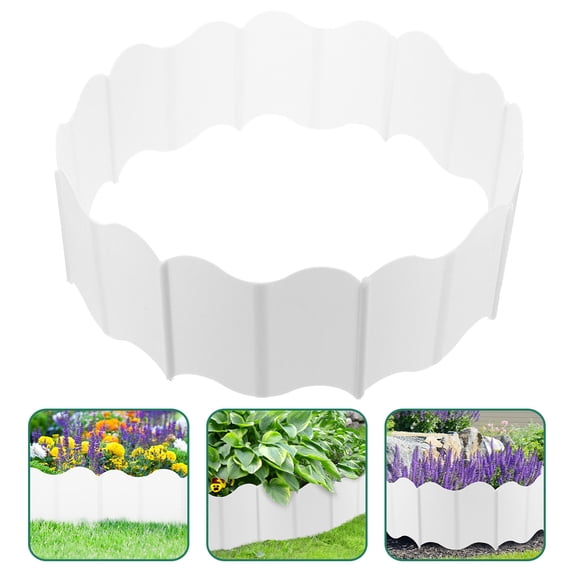 UPOUART White Plastic Garden Fence Set, Interlocking Lawn and Flower Bed Border for Outdoor Landscaping and Yard Separation