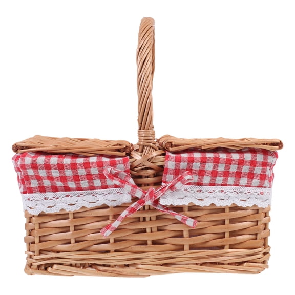 UPOUART Portable Lightweight Picnic Basket with Lid for Outdoor Use - Ideal for Organizing and Carrying Essentials
