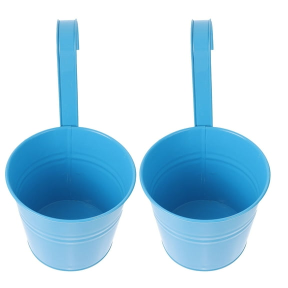 UPOUART 2 Pcs Outdoor Hanging Basket Flower Buckets Blue for Planting