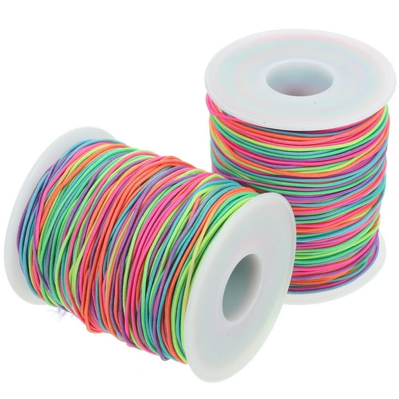 UPOUART Stretch Cord For Bead Bracelets Elastic Bracelet Thread Rainbow 2 Rolls 0.039in