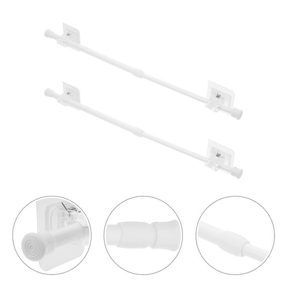 UPOUART 2 Sets Curtain Rod Kit White Iron Expandable No Punch Hole For Rental Users