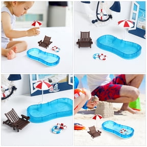 UPOUART 2 Sets Miniature Dollhouse Swimming Pool Accessories with Assorted Colored Plastic for Dollhouse Decor and Pool Scenes