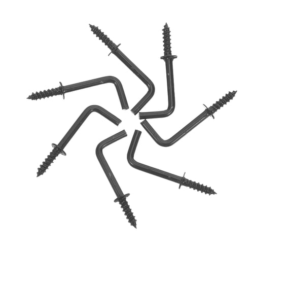 UPOUART 200Pcs L Shaped Wall Hooks Black Metal Self Tapping Right Angle Hooks for Home