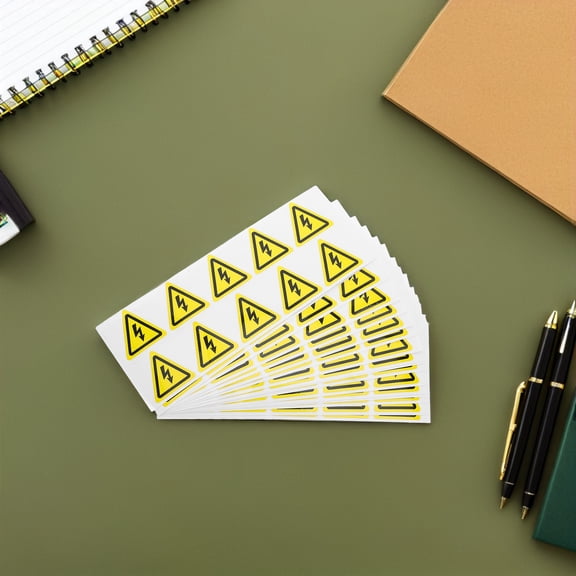 UPOUART 200Pcs Self Adhesive Electrical Warning Labels Yellow Caution Sign for