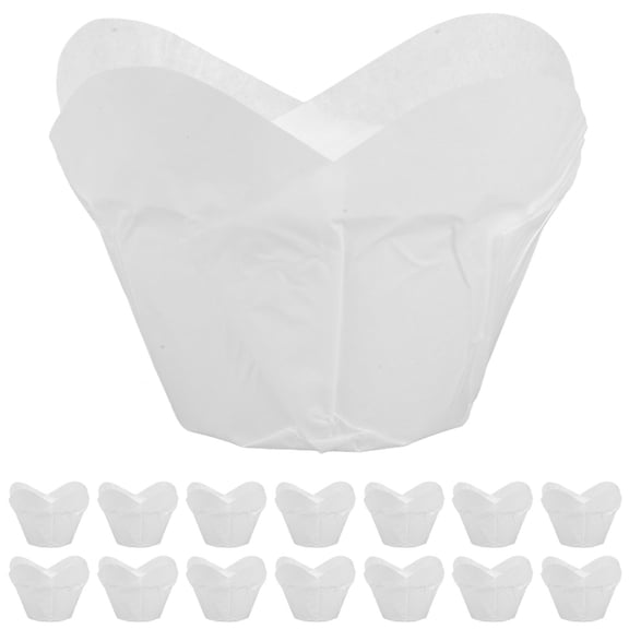 UPOUART 200Pcs White Paper Cupcake Liners Lotus Muffin Wrappers Grease Resistant for Baking