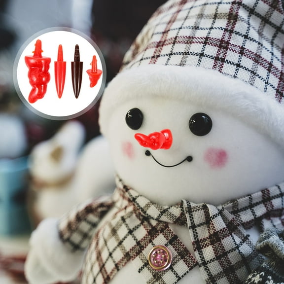 UPOUART 200Pcs Xmas DIY Snowman Nose Red Plastic for Handmade Holiday Decoration