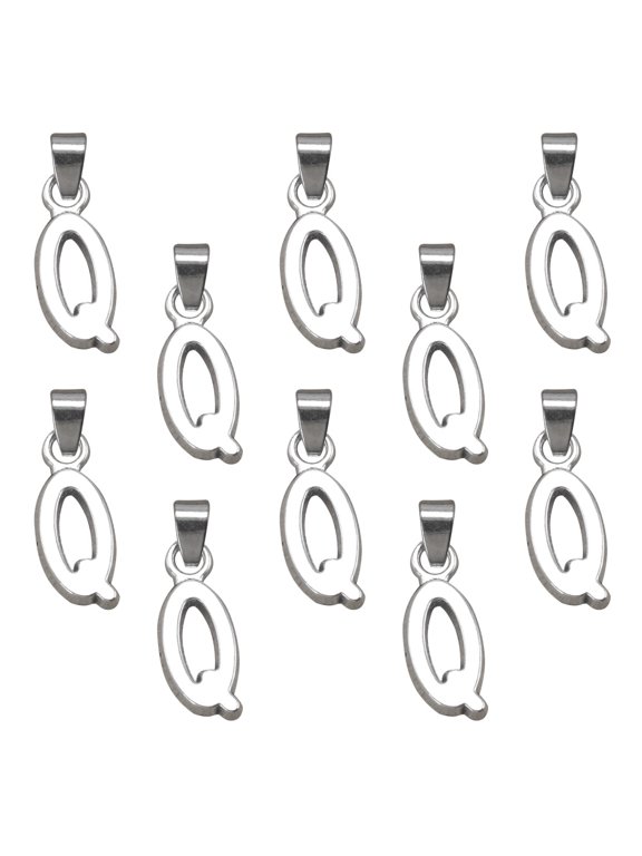 20Pcs Alphabet Letter Q Charms for Necklaces and Bracelets Diy Accessories Silver