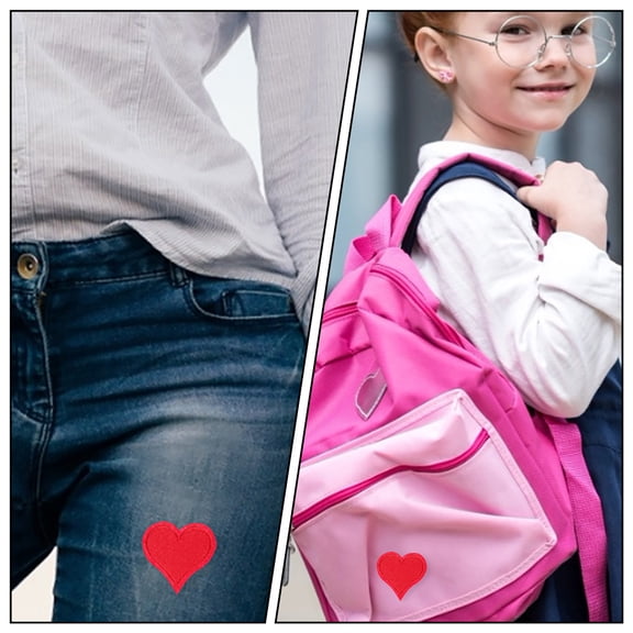 UPOUART 20Pcs Chic Heart Shaped Patches for Bags in Red for Decoration