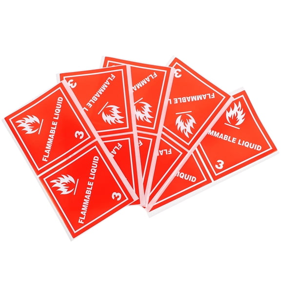 UPOUART 20Pcs Red Flammable Liquid Symbol Stickers Strong Adhesion Self Adhesive Safety Warning Labels