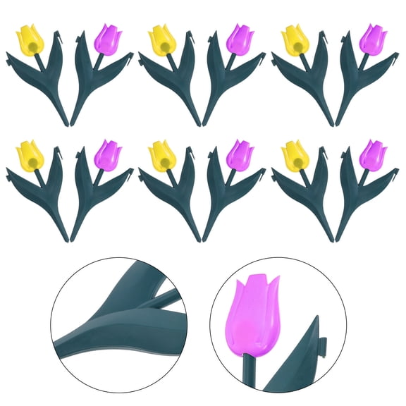 UPOUART 20Pcs Garden Edging Fence with Silk Tulip Flowers Plastic Lawn Border Durable Decorative Garden Fence
