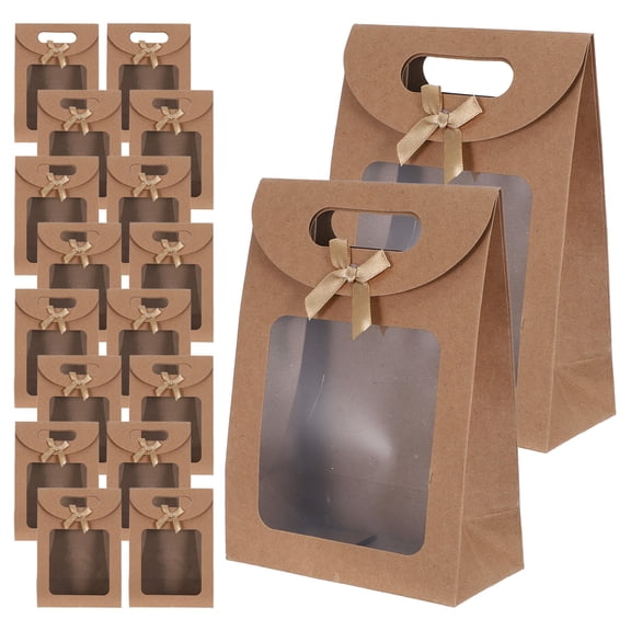 UPOUART Clear Bakery Bags with Window and Chic Bowknot Embellishment, 20 Pieces and Packaging