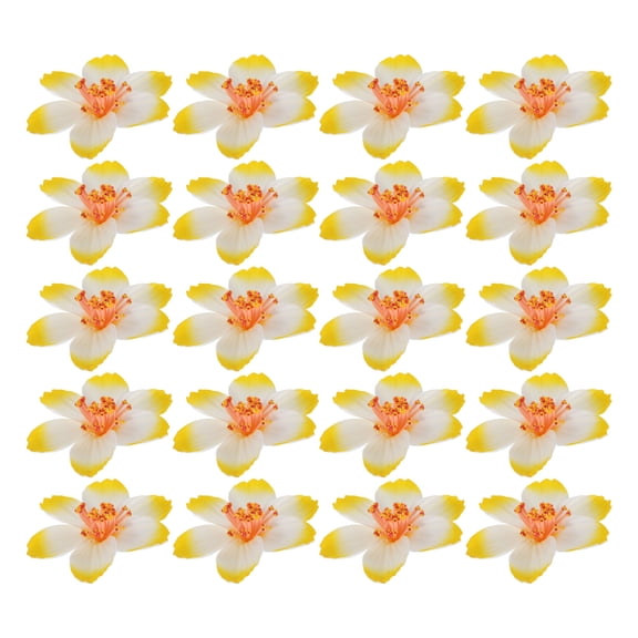 UPOUART 20Pcs Yellow Artificial Frangipani Flowers for Hawaiian Wreaths Hats and Party Styling