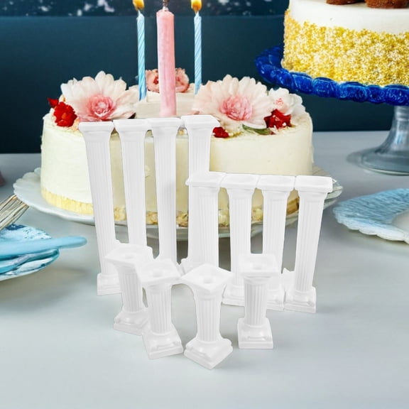 UPOUART 24Pcs Roman Column Cake Pillars Plastic Support for Decorative Use in Tea Parties White