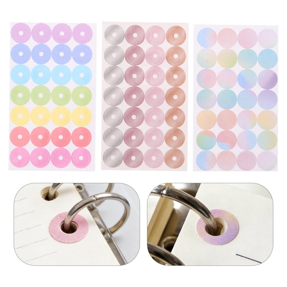 UPOUART 24 Sheets Self-Adhesive Hole Reinforcement Labels for Loose Leaf Paper, Page Protectors to Prevent Tearing