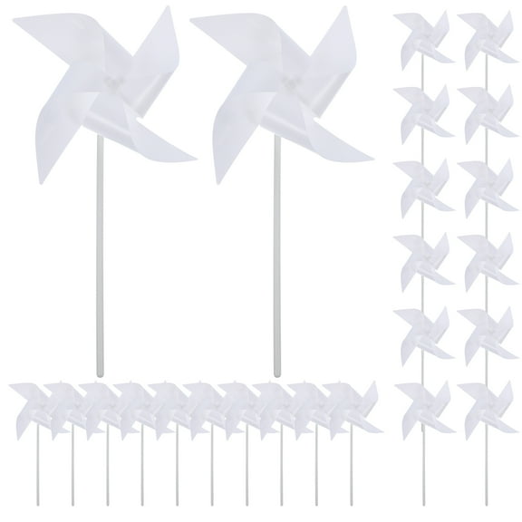 UPOUART 24pcs Blank Pinwheels for Graffiti Plastic DIY Pinwheels for School Competitions Activities